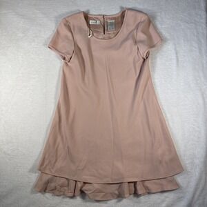 Vintage Liz Claiborne Pink Keyhole Dress Short‎ Sleeve Knee Length Sz 6 Coquette